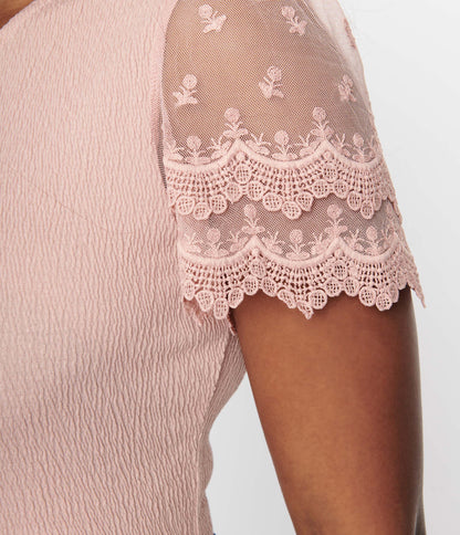 Mauve Lace Sleeve Top