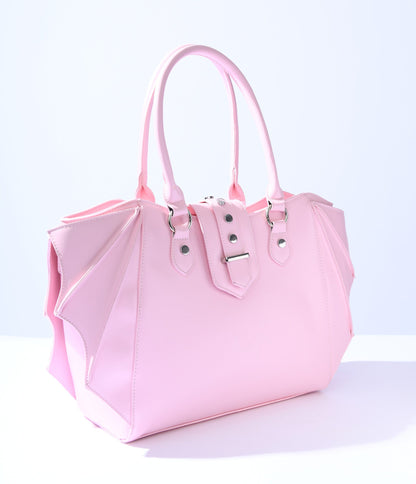 Pink Leatherette Bat Wing Handbag