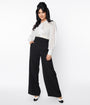 Unique Vintage Solid Black High Waist Pants
