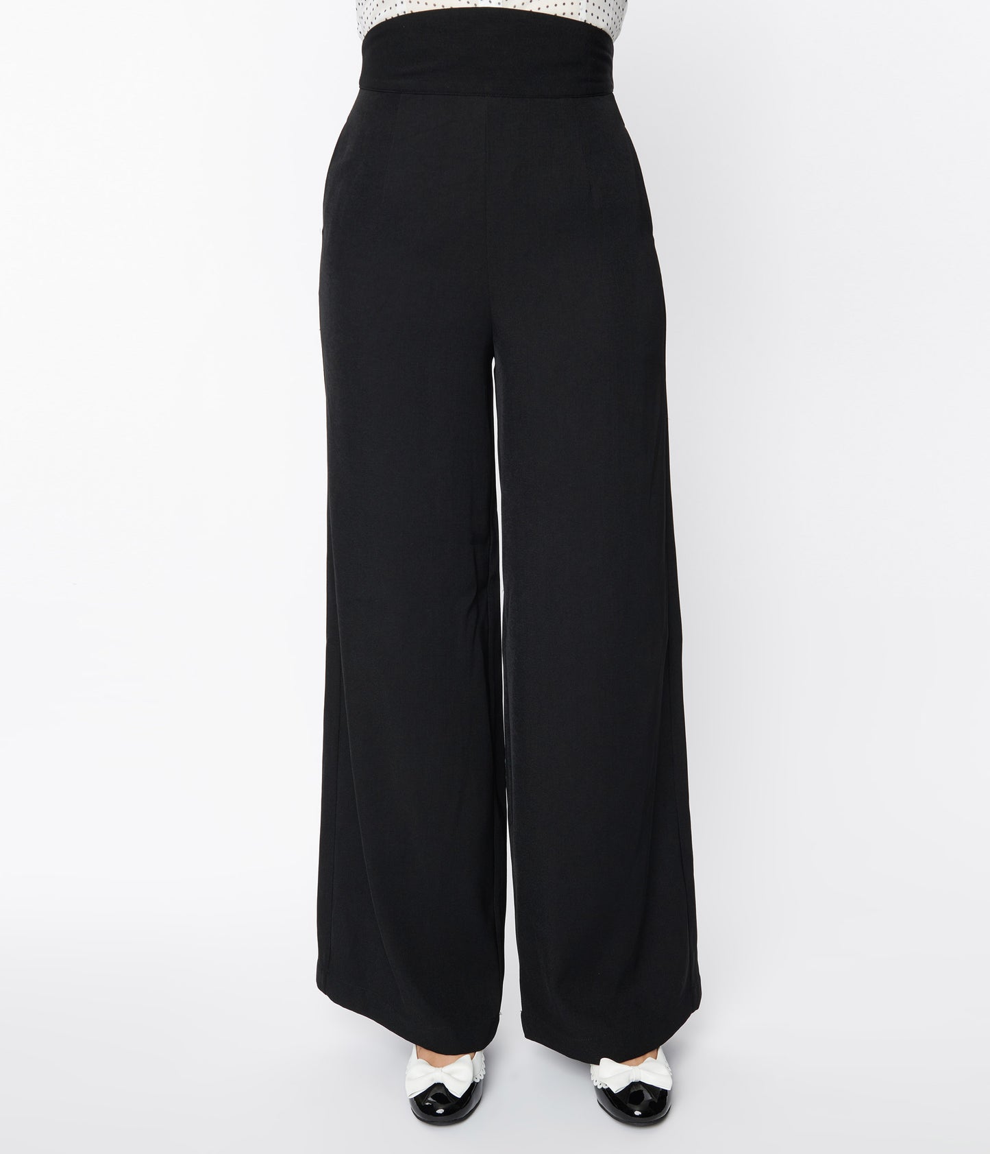 Unique Vintage Solid Black High Waist Pants