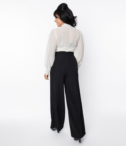 Unique Vintage Solid Black High Waist Pants