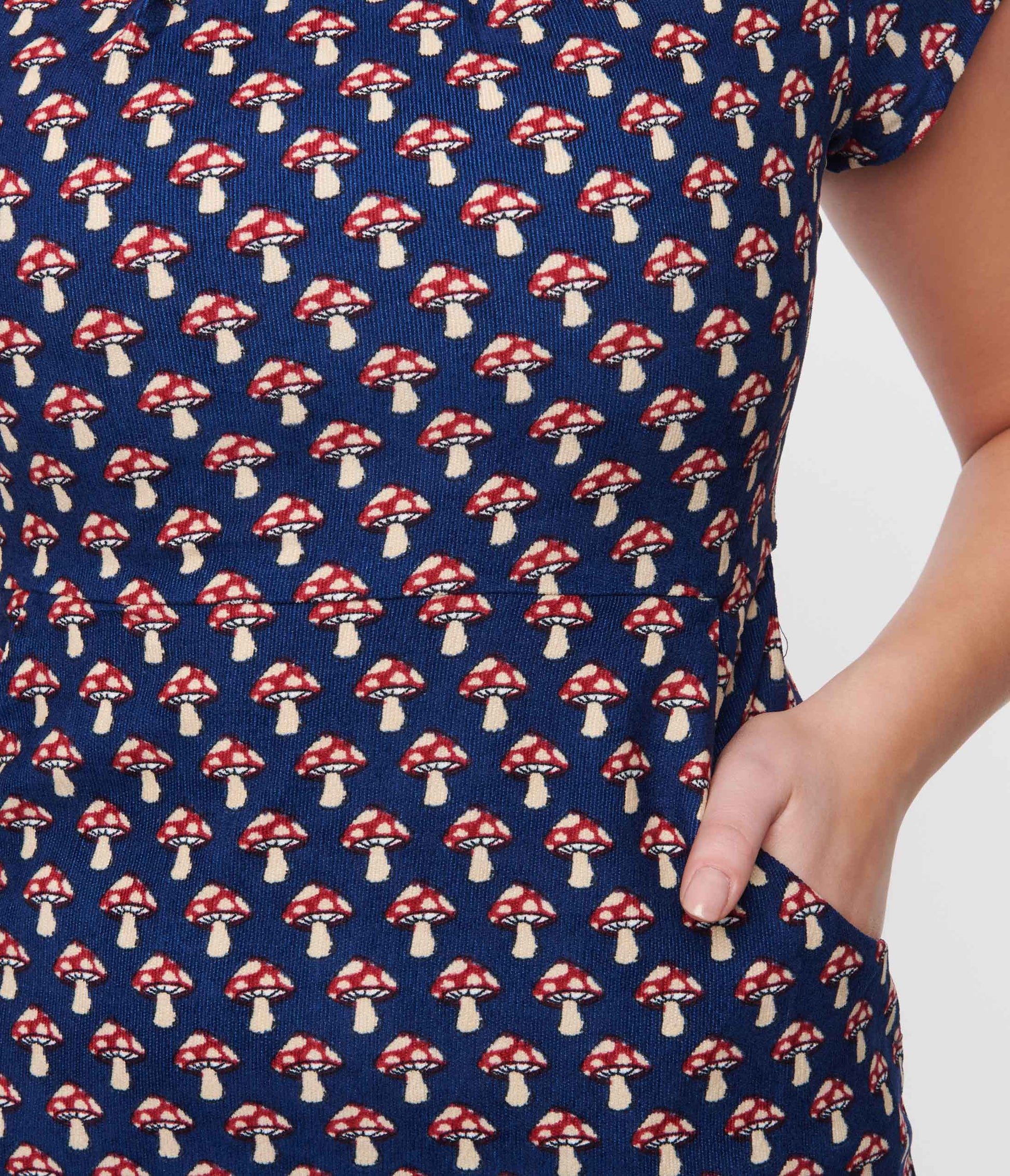 Navy Corduroy Mushroom Shift Dress