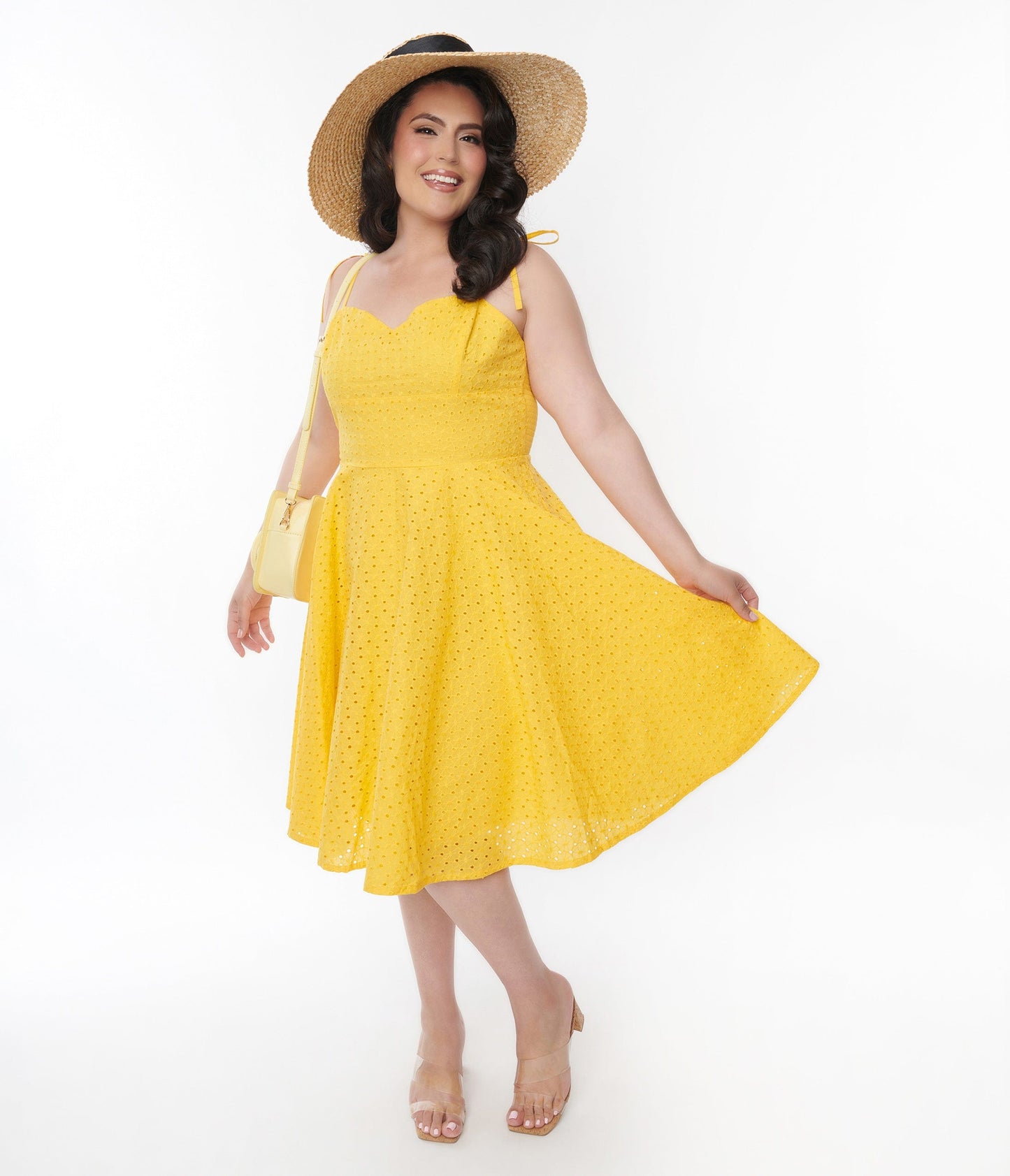 Yellow Eyelet Swing Sundress