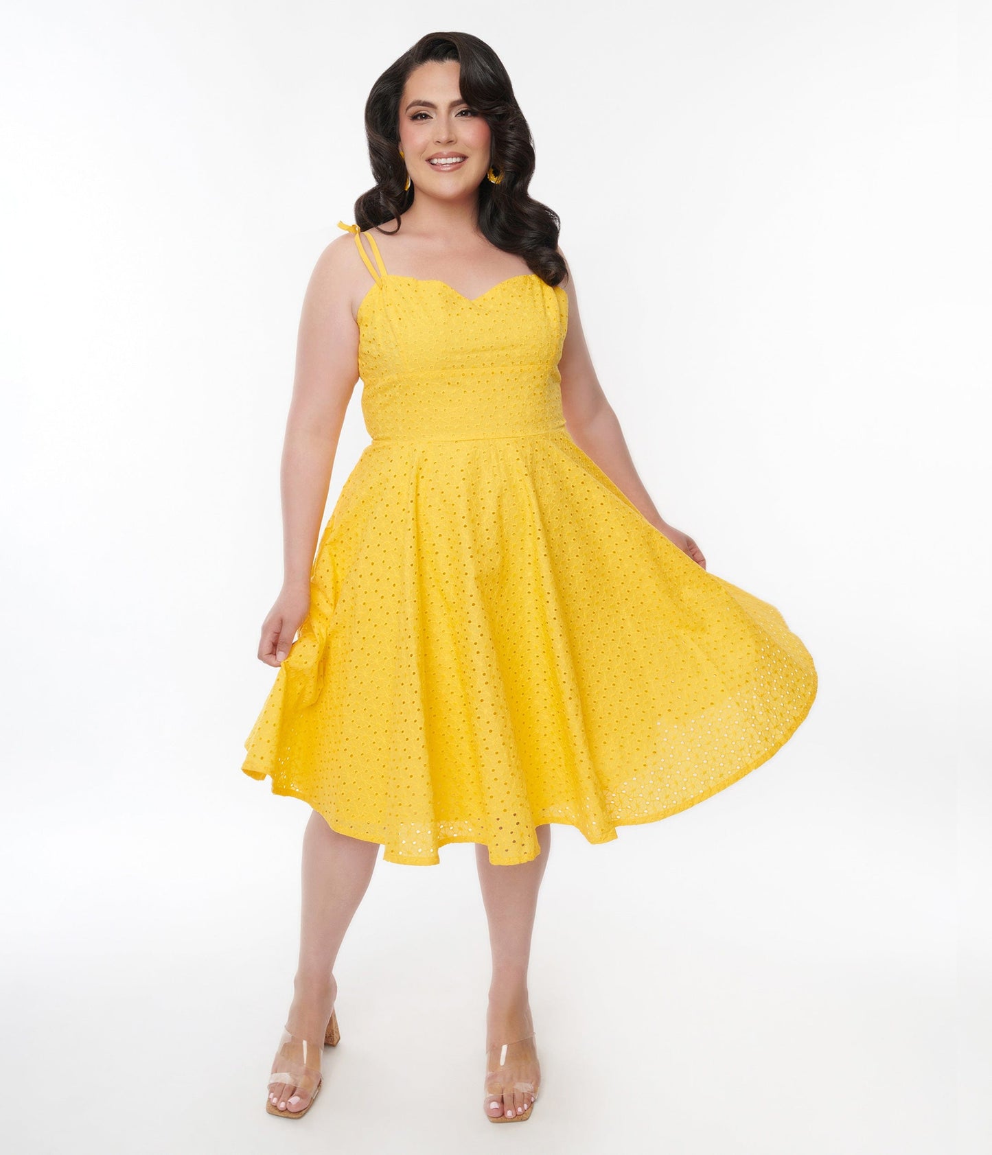 Yellow Eyelet Swing Sundress