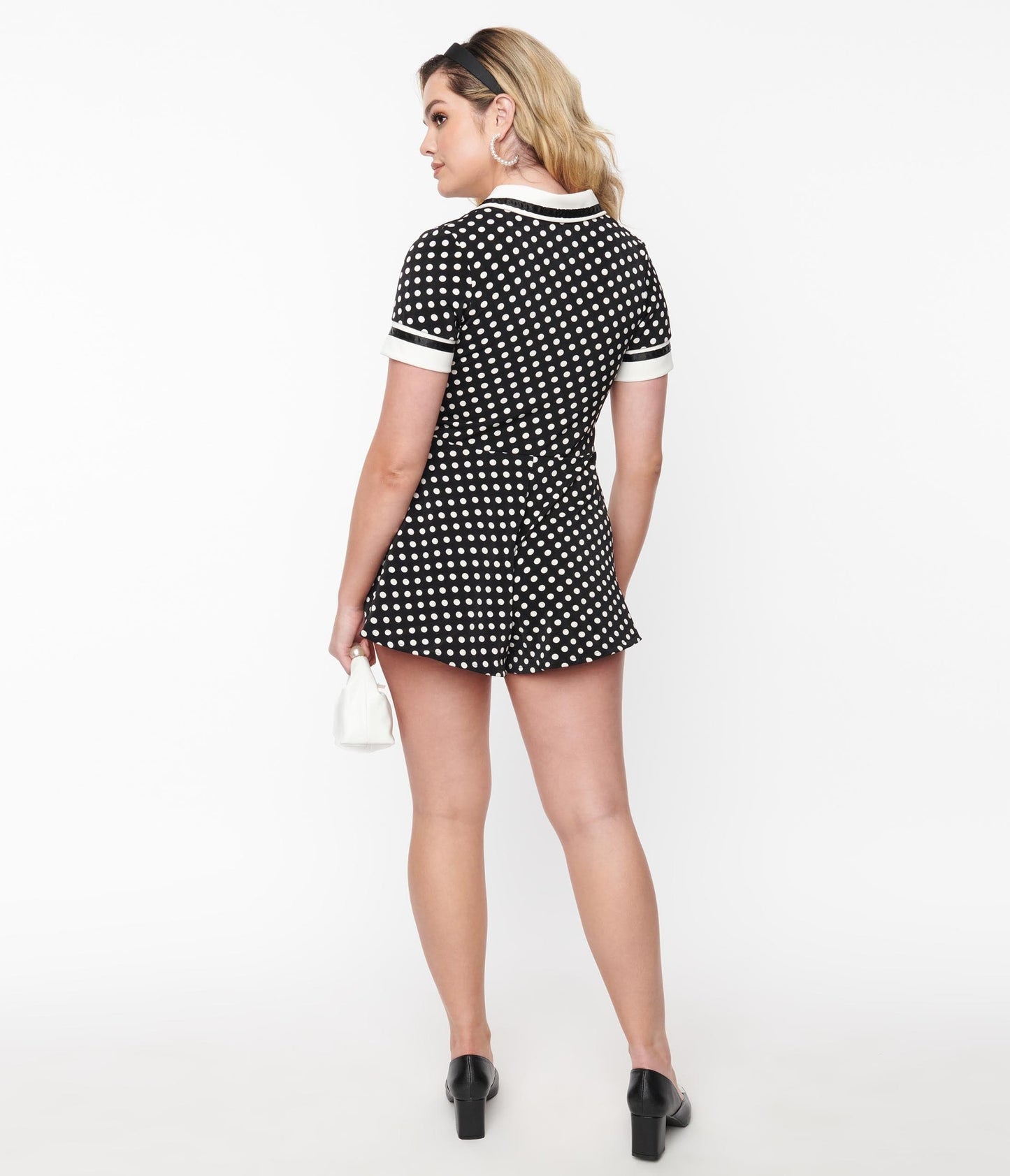 Black & White Polka Dot Sailor Romper