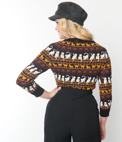 Unique Vintage Black Cat Fair Isle Lorelai Sweater