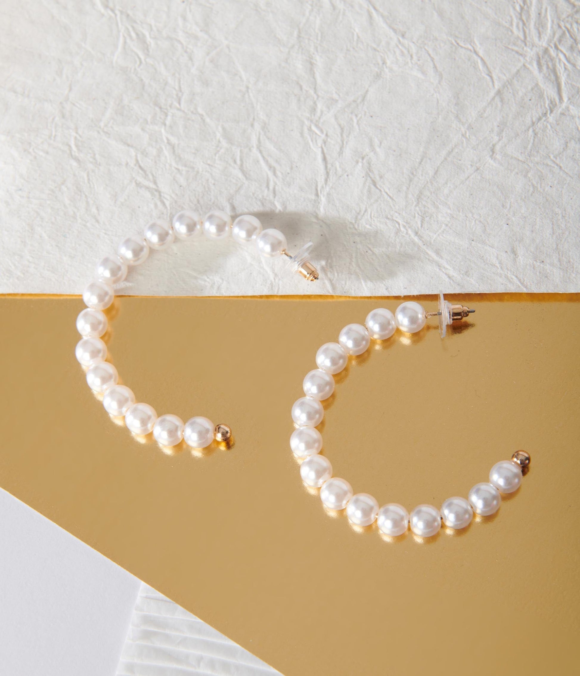 Pearl Bead Hoop Earrings