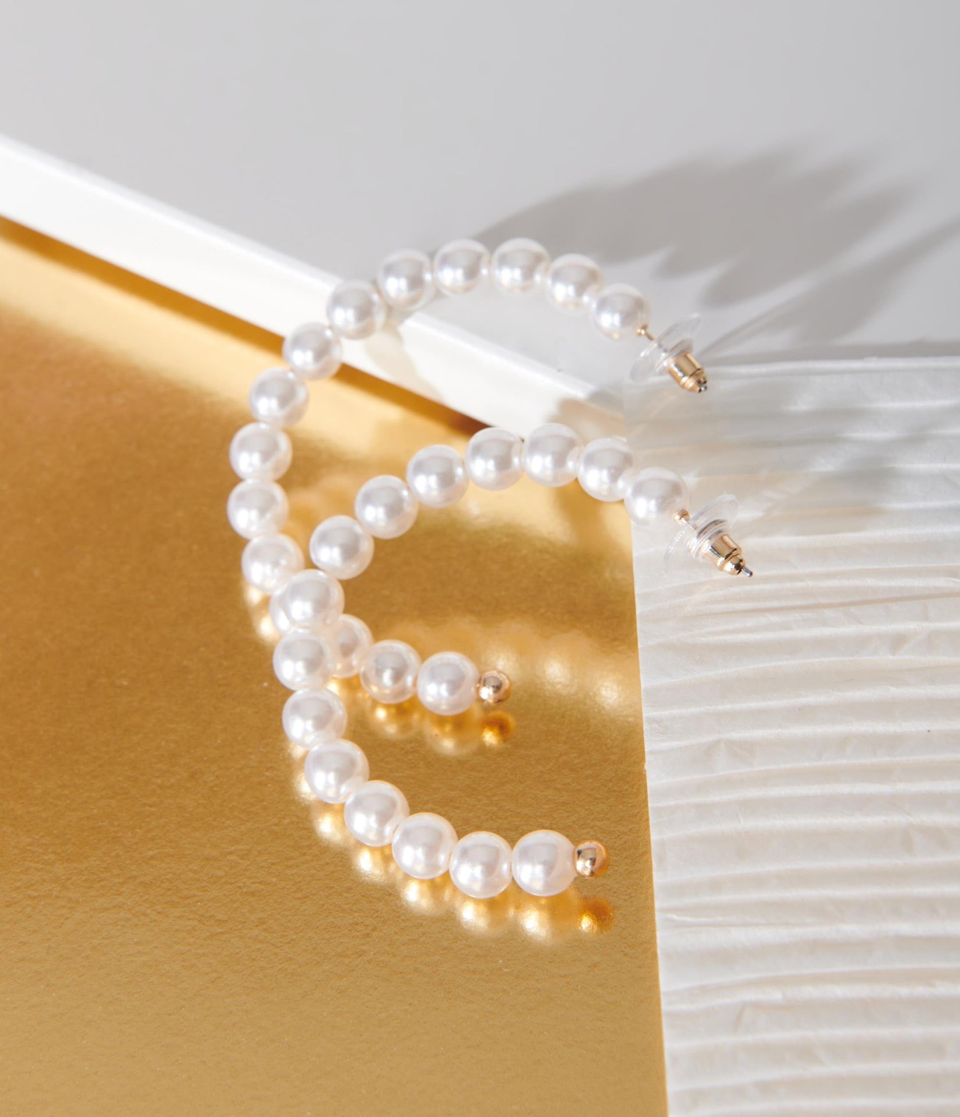 Pearl Bead Hoop Earrings