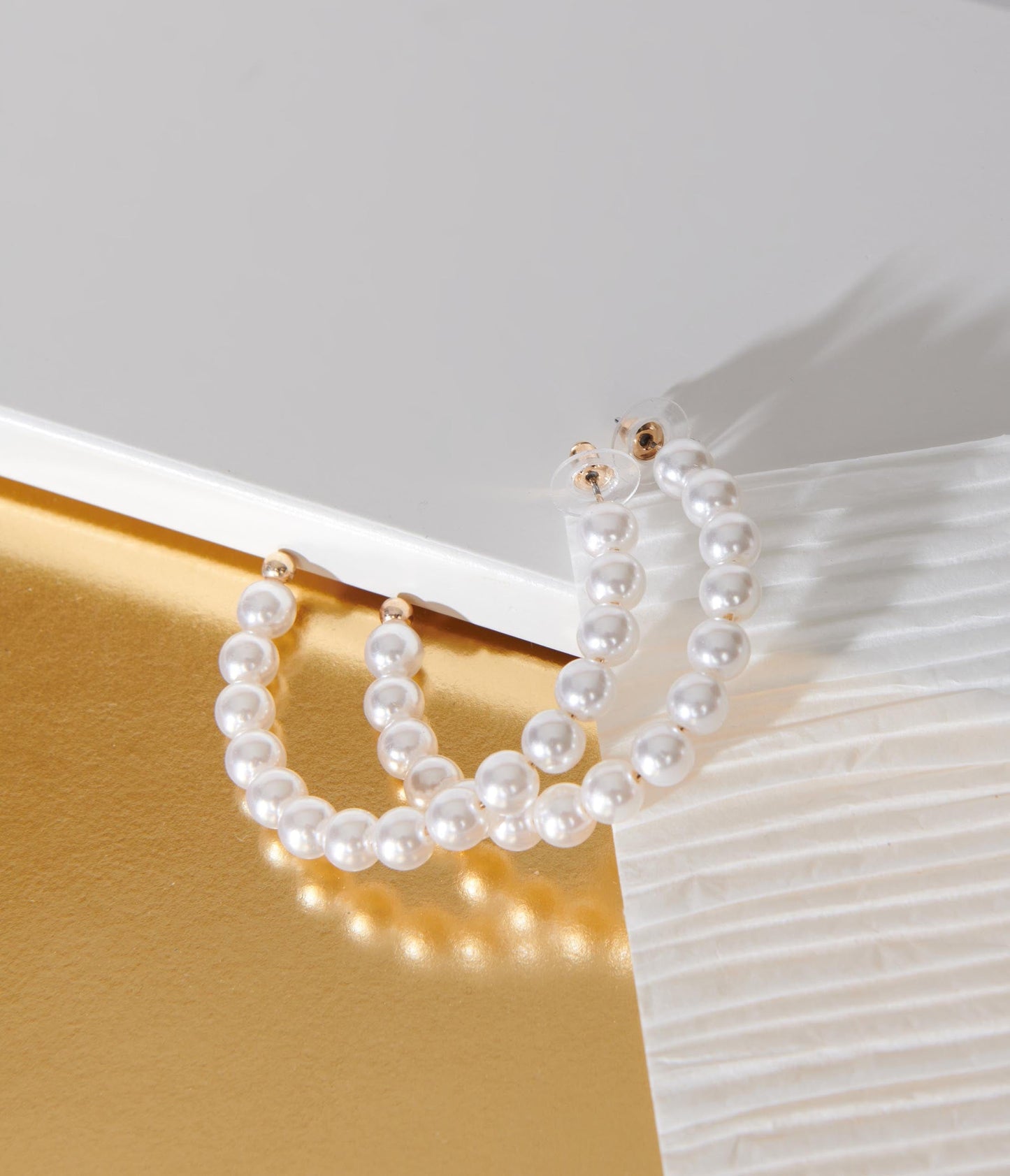 Pearl Bead Hoop Earrings