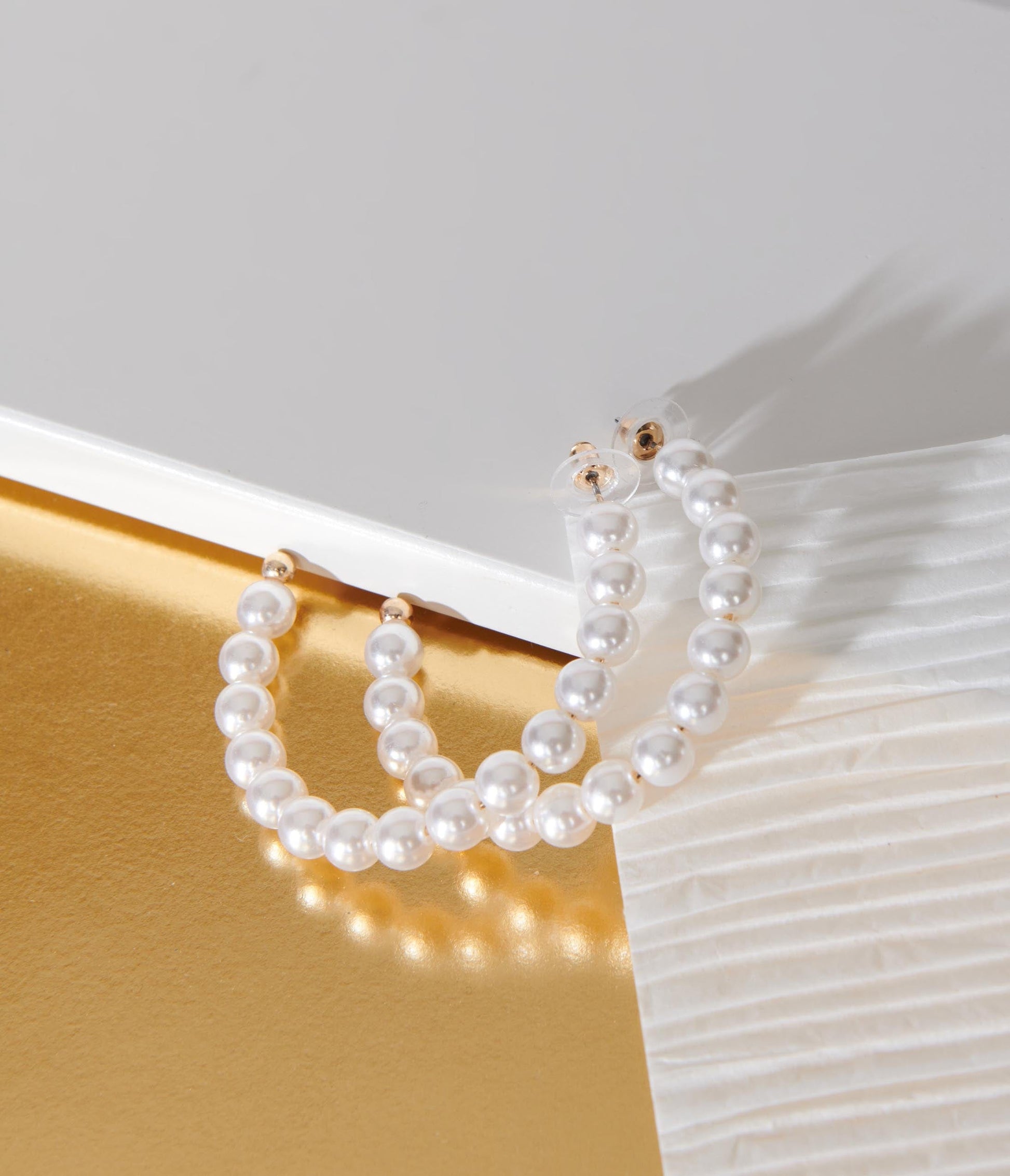 Pearl Bead Hoop Earrings