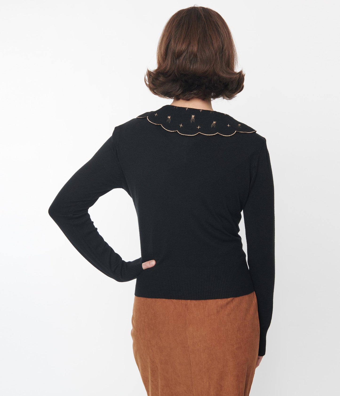 Voodoo Vixen Black Moon Phases Embroidered Cardigan