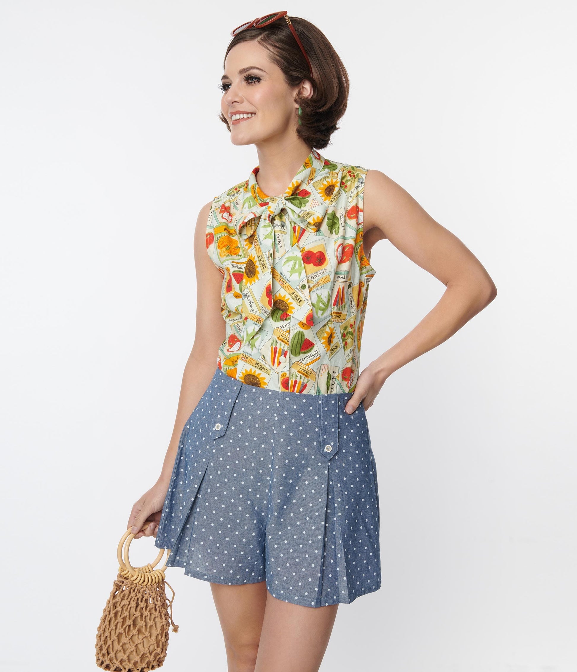 Mint Vegetable Sadie Button Up Top