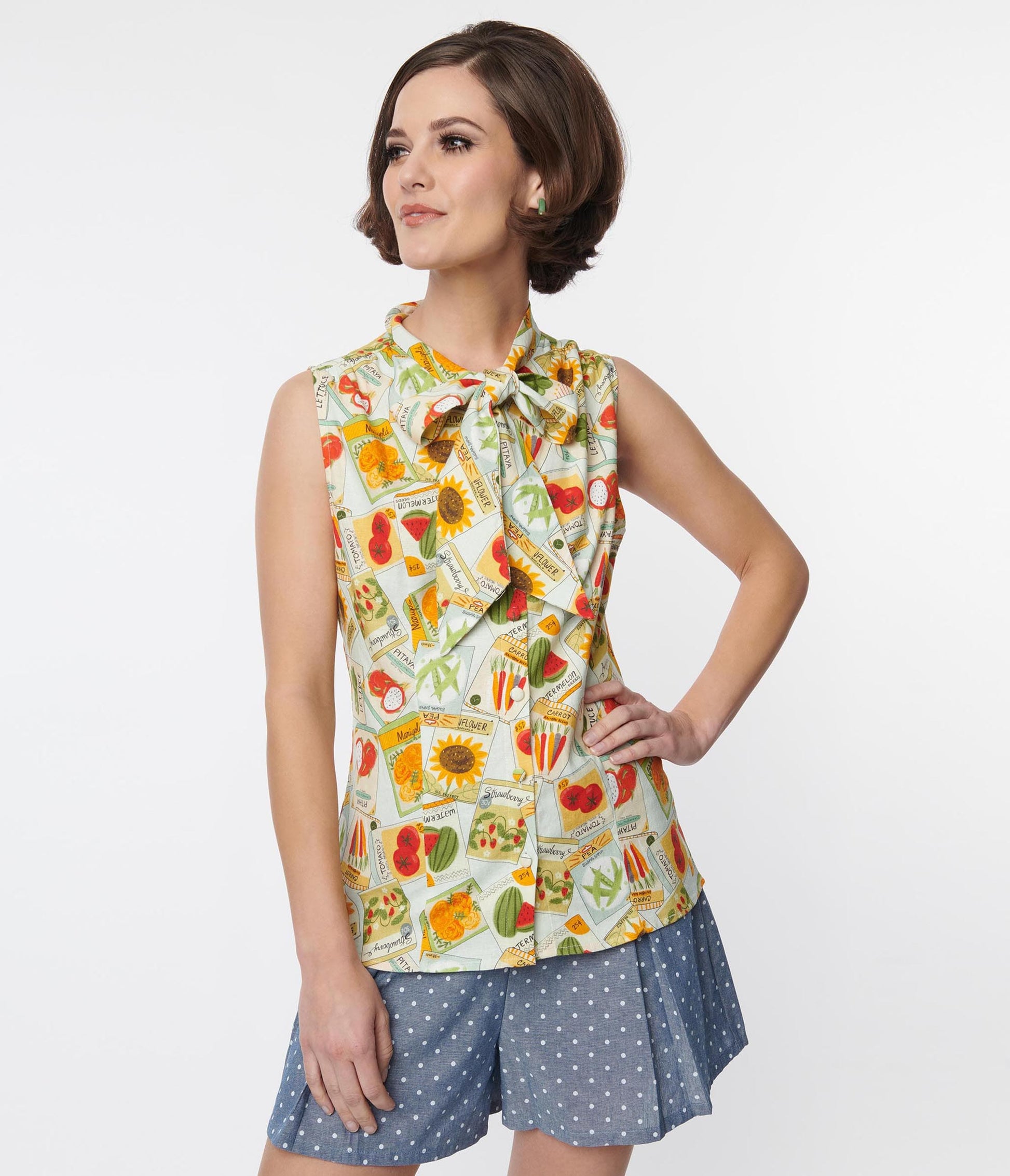 Mint Vegetable Sadie Button Up Top