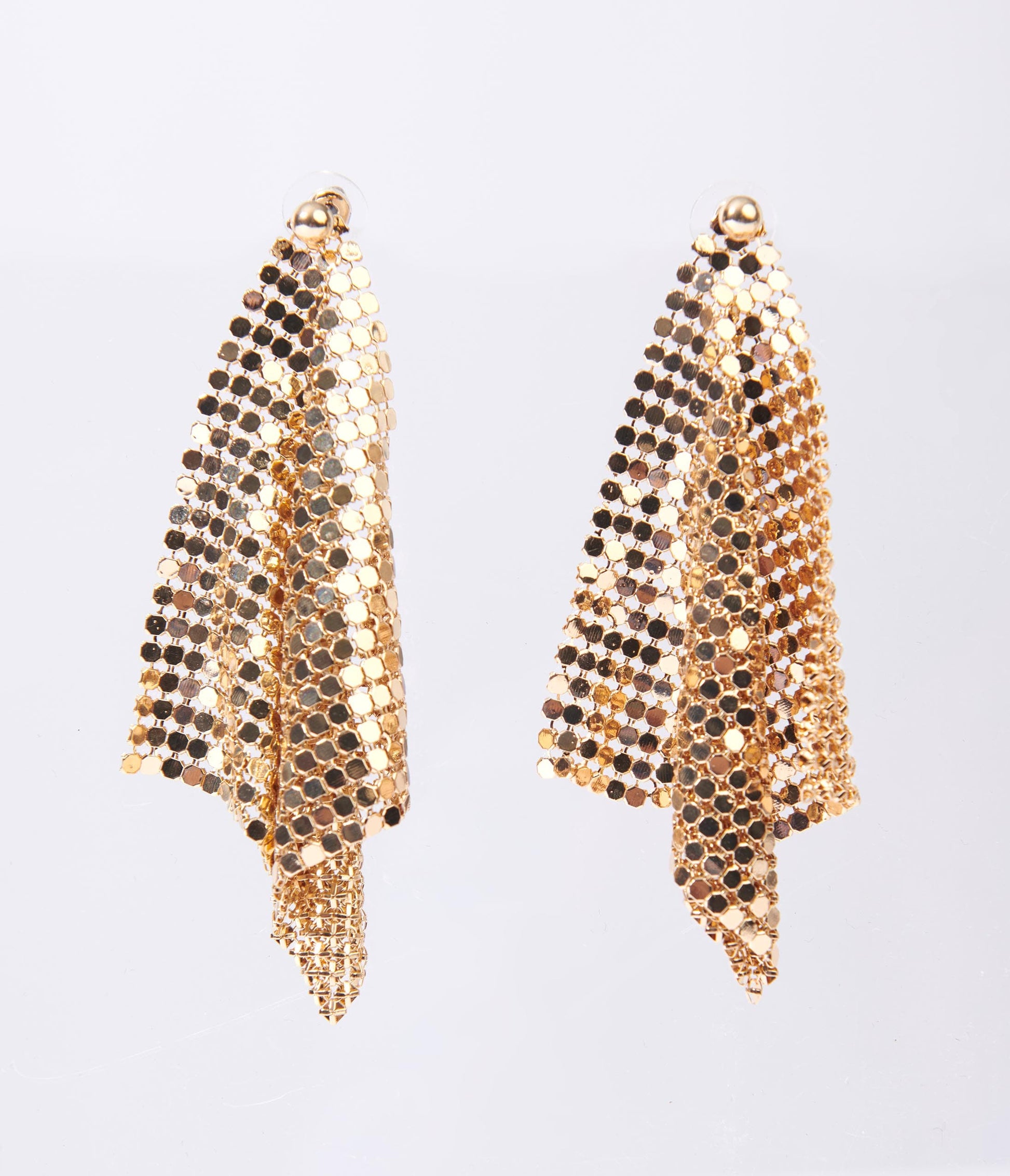 Gold Chain Mesh Drop Earrings