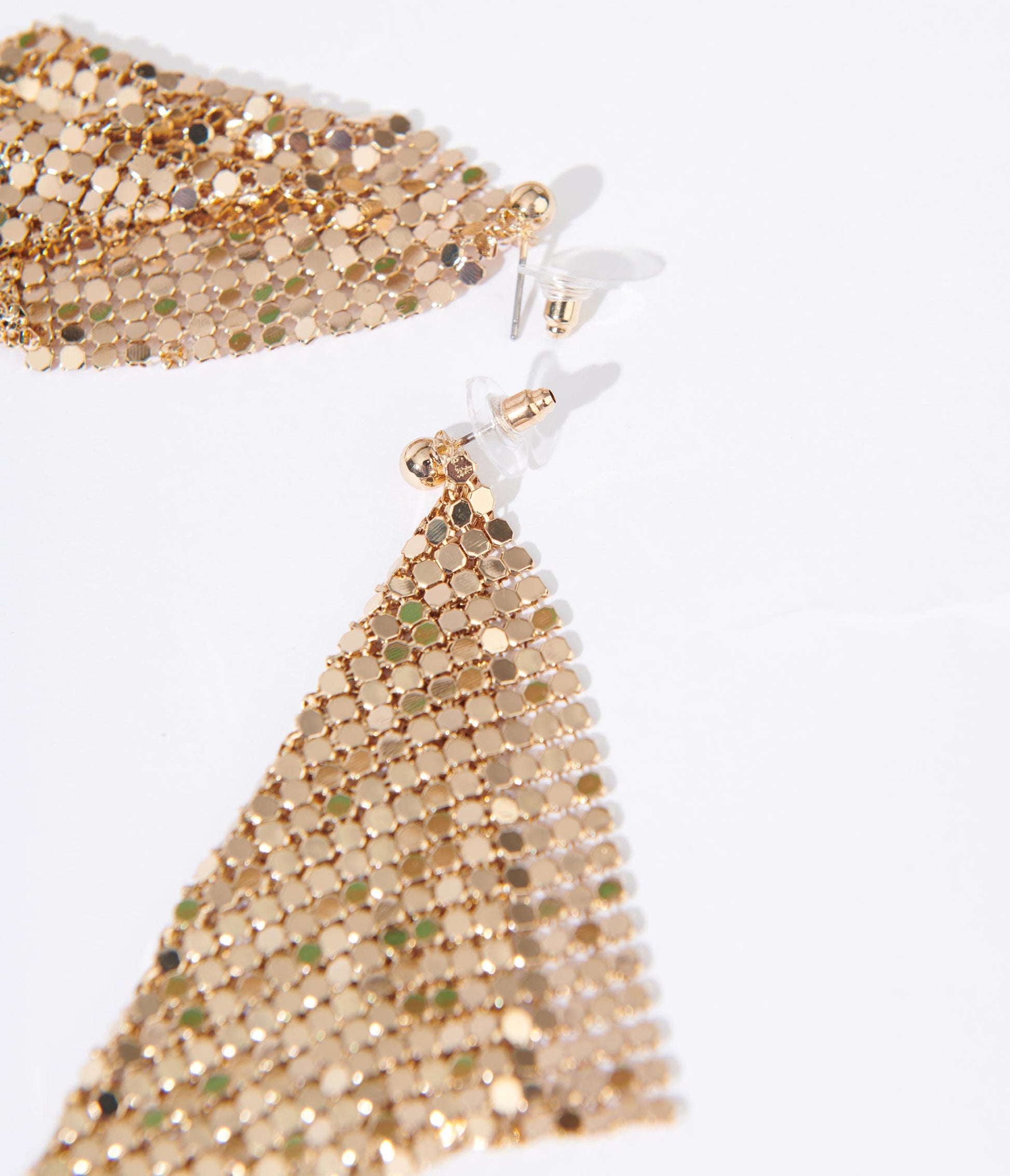 Gold Chain Mesh Drop Earrings