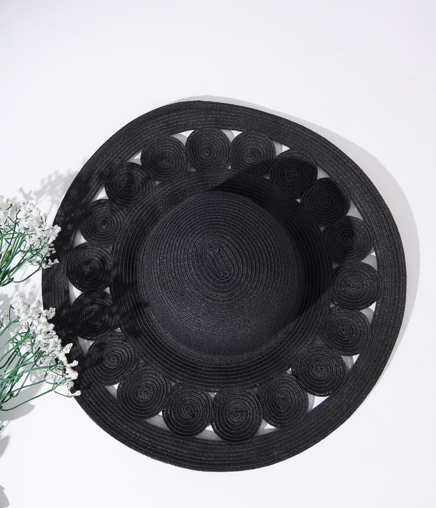 Black Circular Cut Out Sun Hat