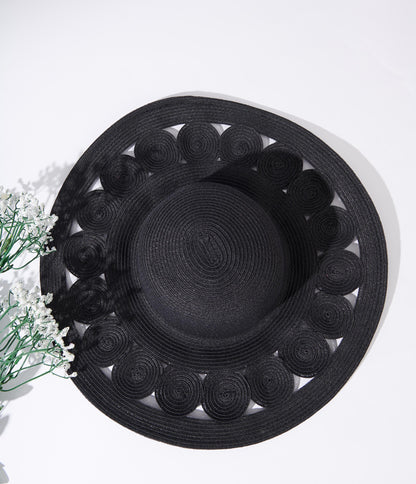 Black Circular Cut Out Sun Hat