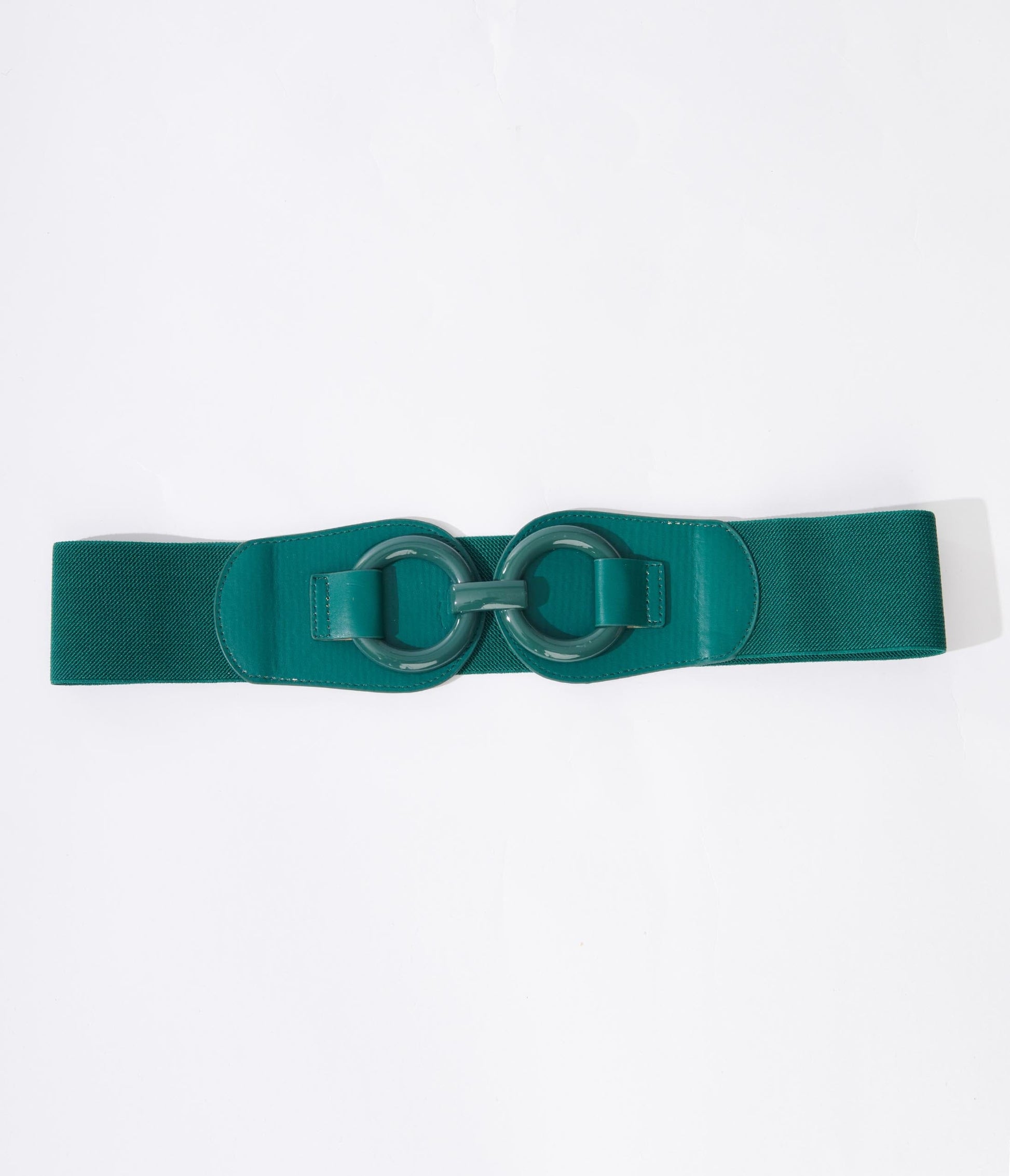 Double Geometric Flower Buckle Belts Solid Color Waistband Elastic