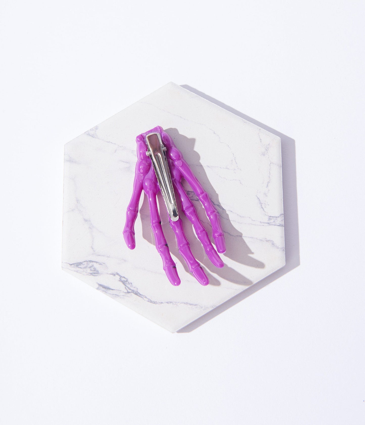 Unique Vintage Purple Skeleton Hand Hair Clip