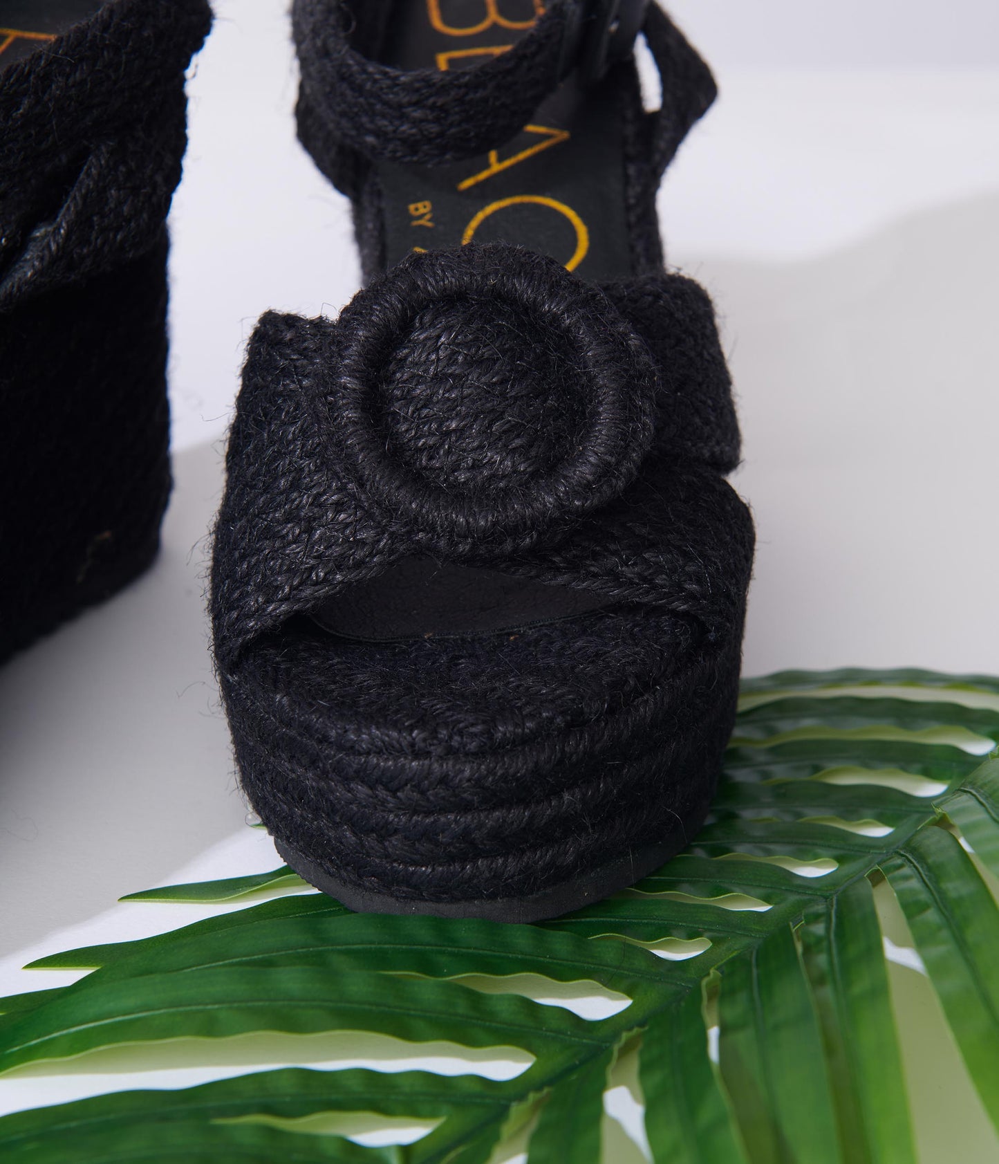 Black Braided Wedge Sandals