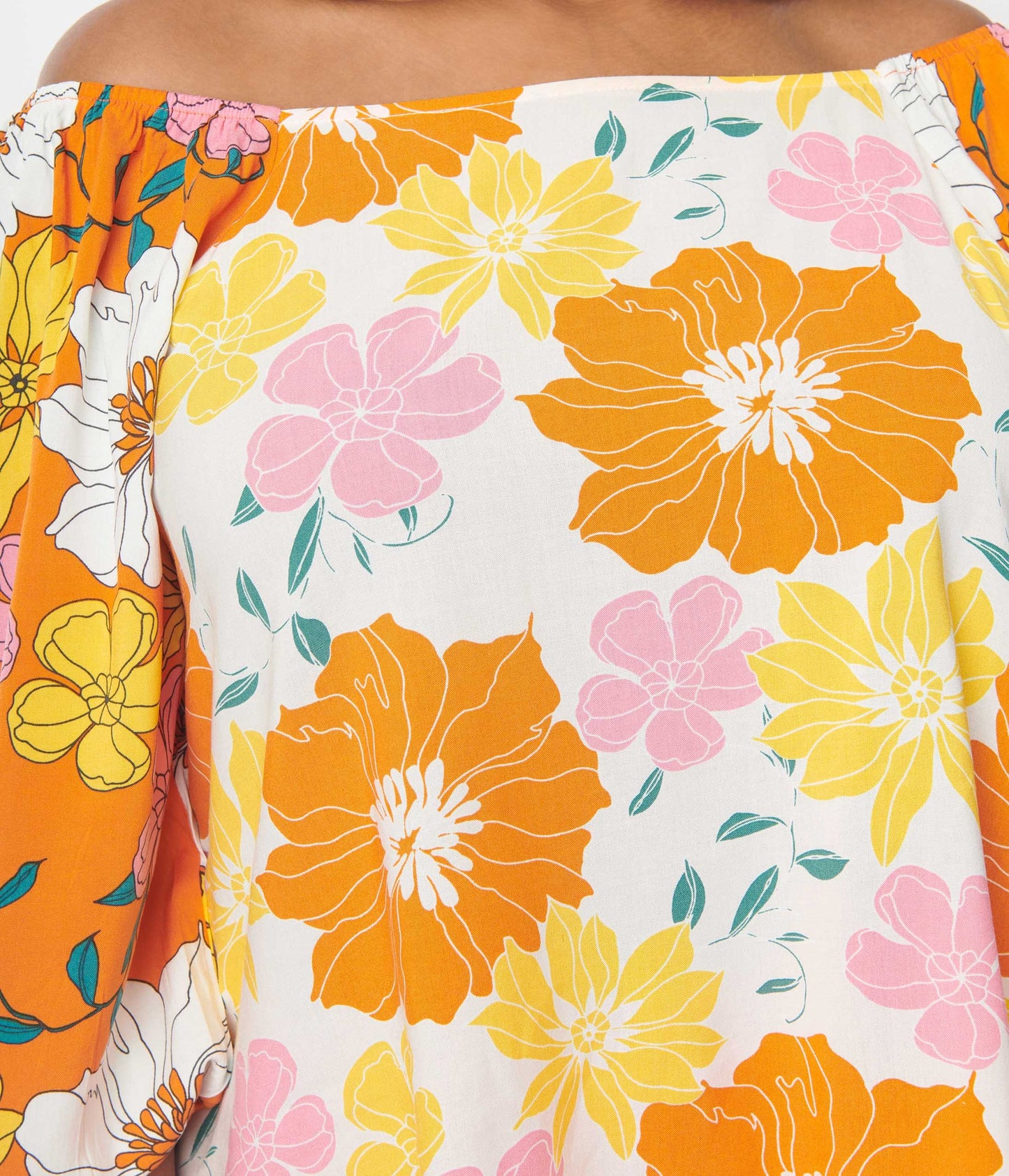 Plus Size Floral Print Square Neck Blouse