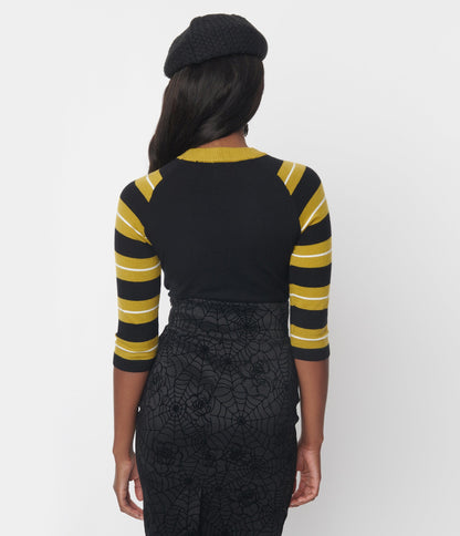 Black & Green Striped Ghosty Boo Sweater | Halloween Sweaters