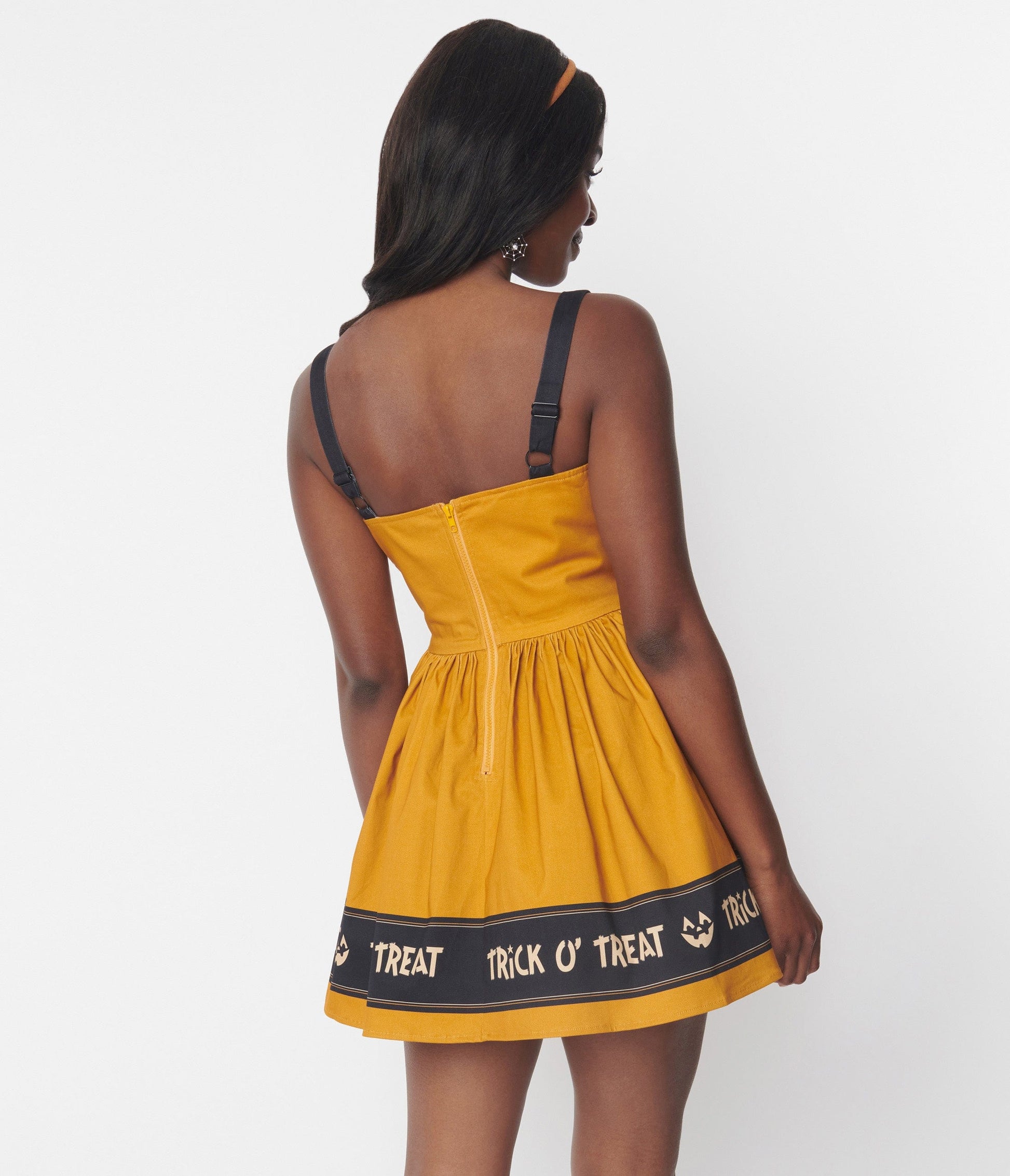 Orange Trick O Treat Pumpkin Prudence Flare Dress | Halloween Dress