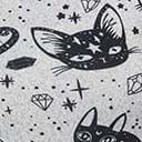 Grey Crystal Cat Print Fit & Flare Dress