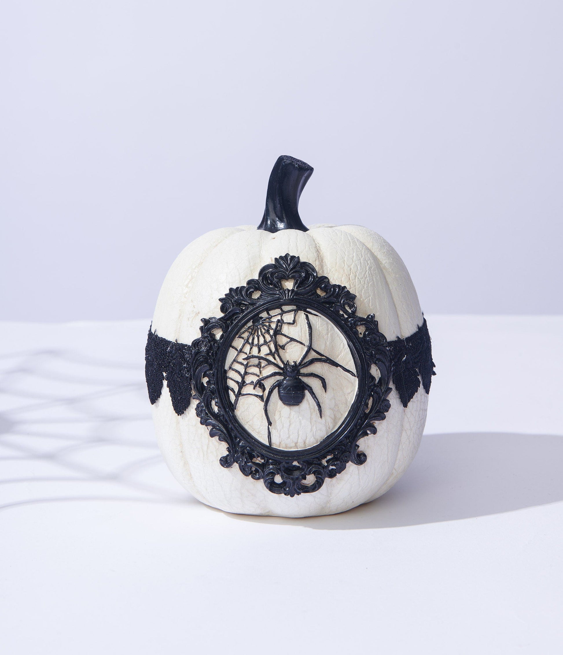 White & Black Spider Lace Pumpkin