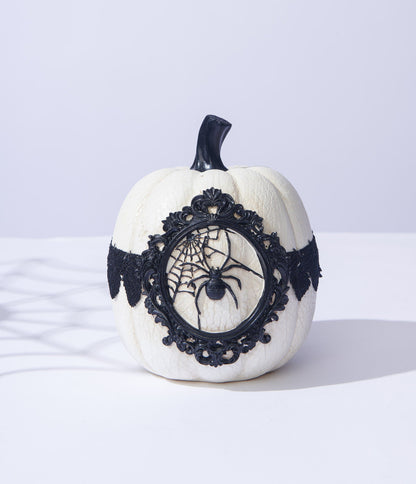 White & Black Spider Lace Pumpkin