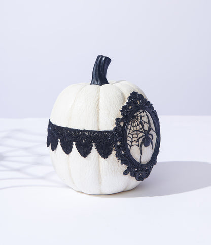 White & Black Spider Lace Pumpkin