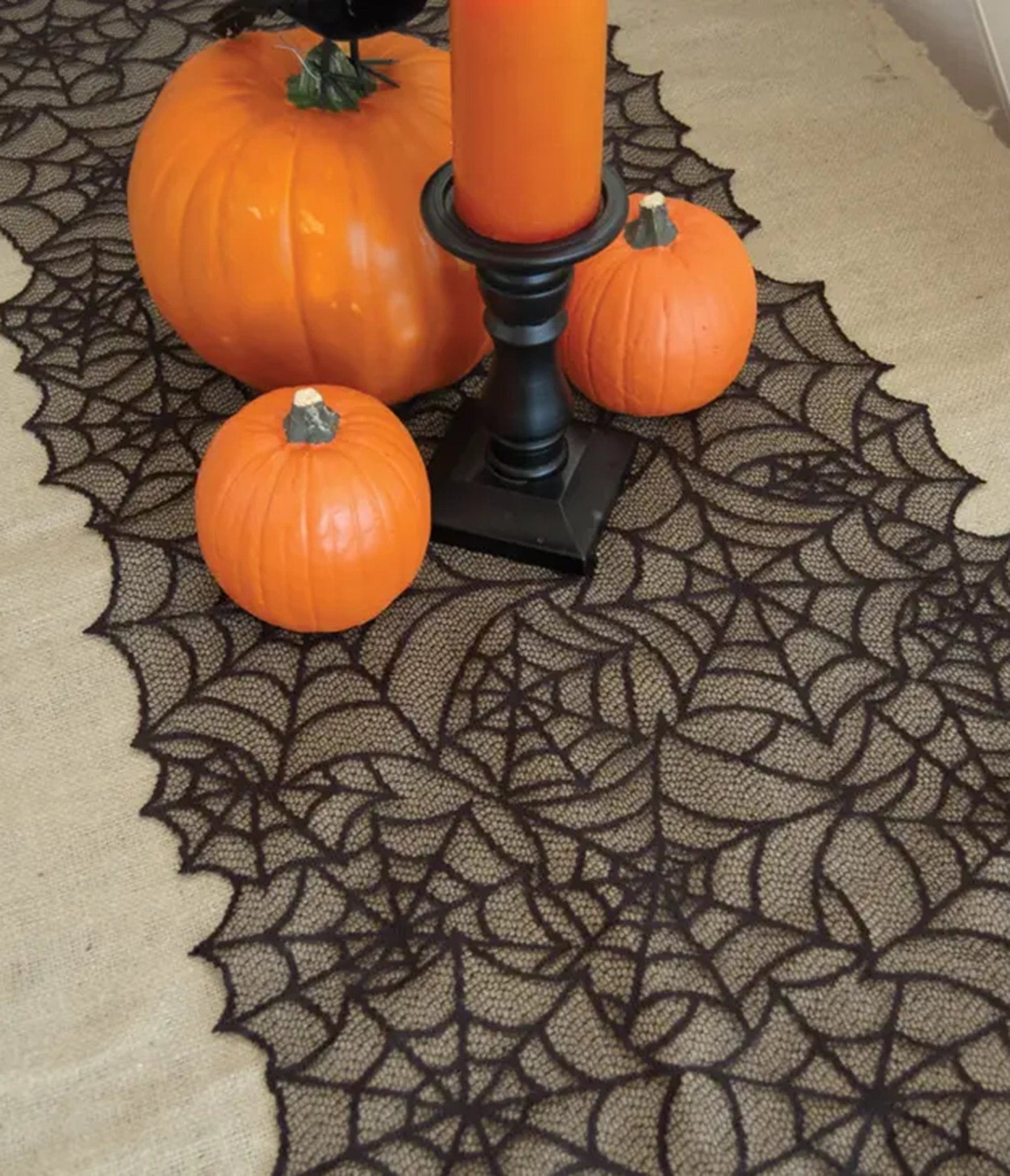 Black Spider Web Table Runner