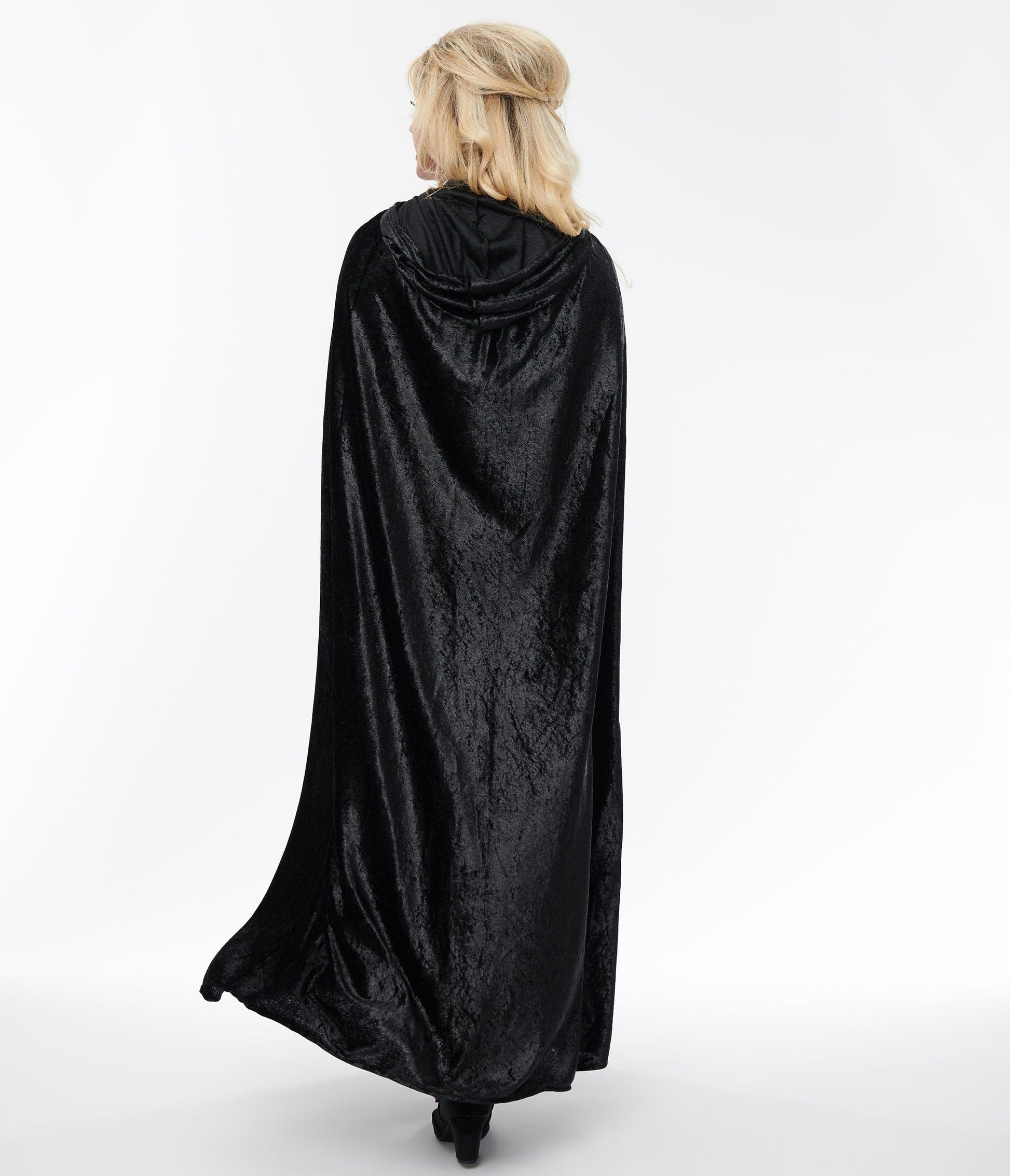 Products Black Crushed Velvet Hooded Cape | Halloween Accessories