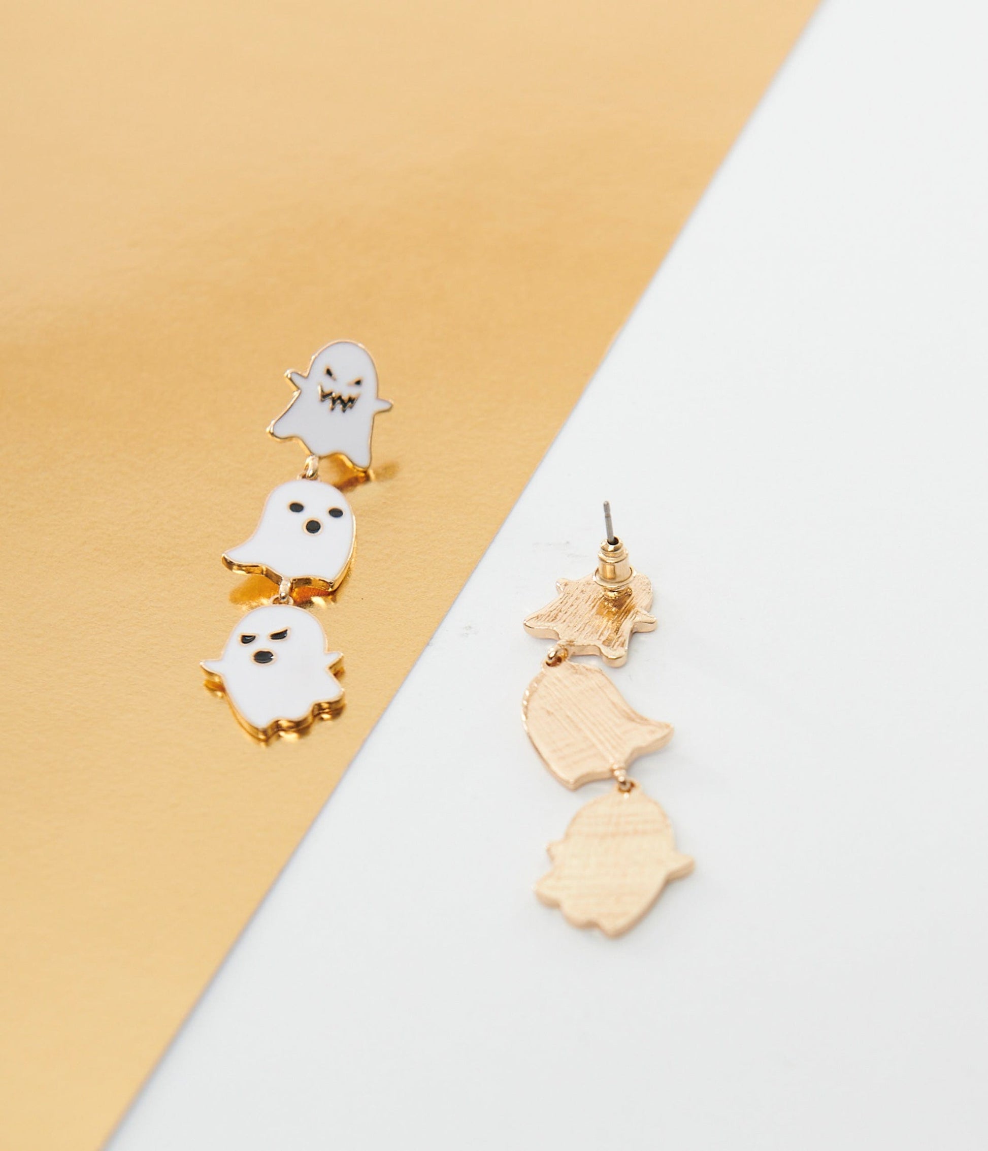 White Ghost Trio Drop Earrings