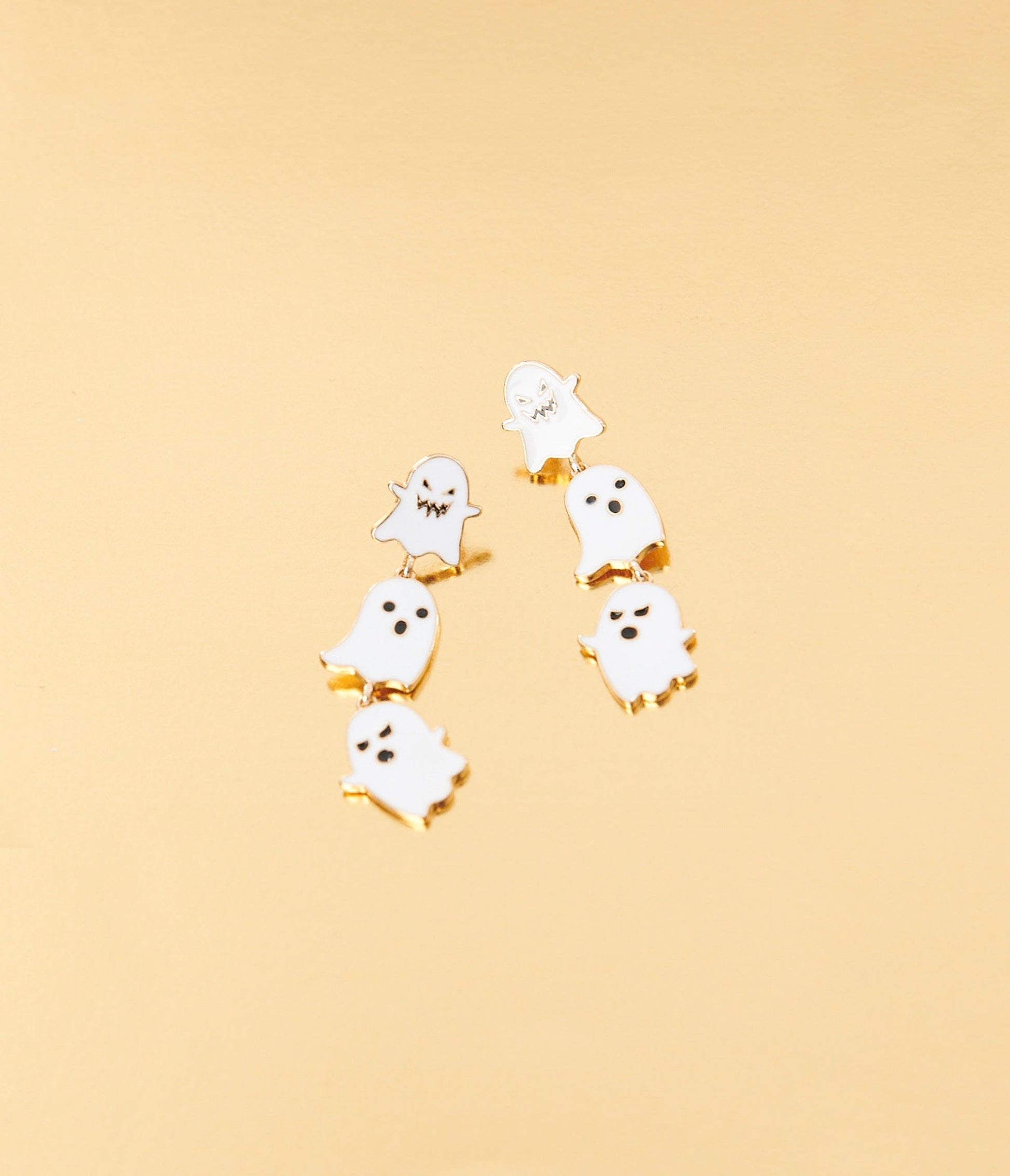 White Ghost Trio Drop Earrings