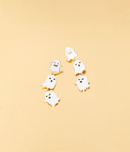 White Ghost Trio Drop Earrings
