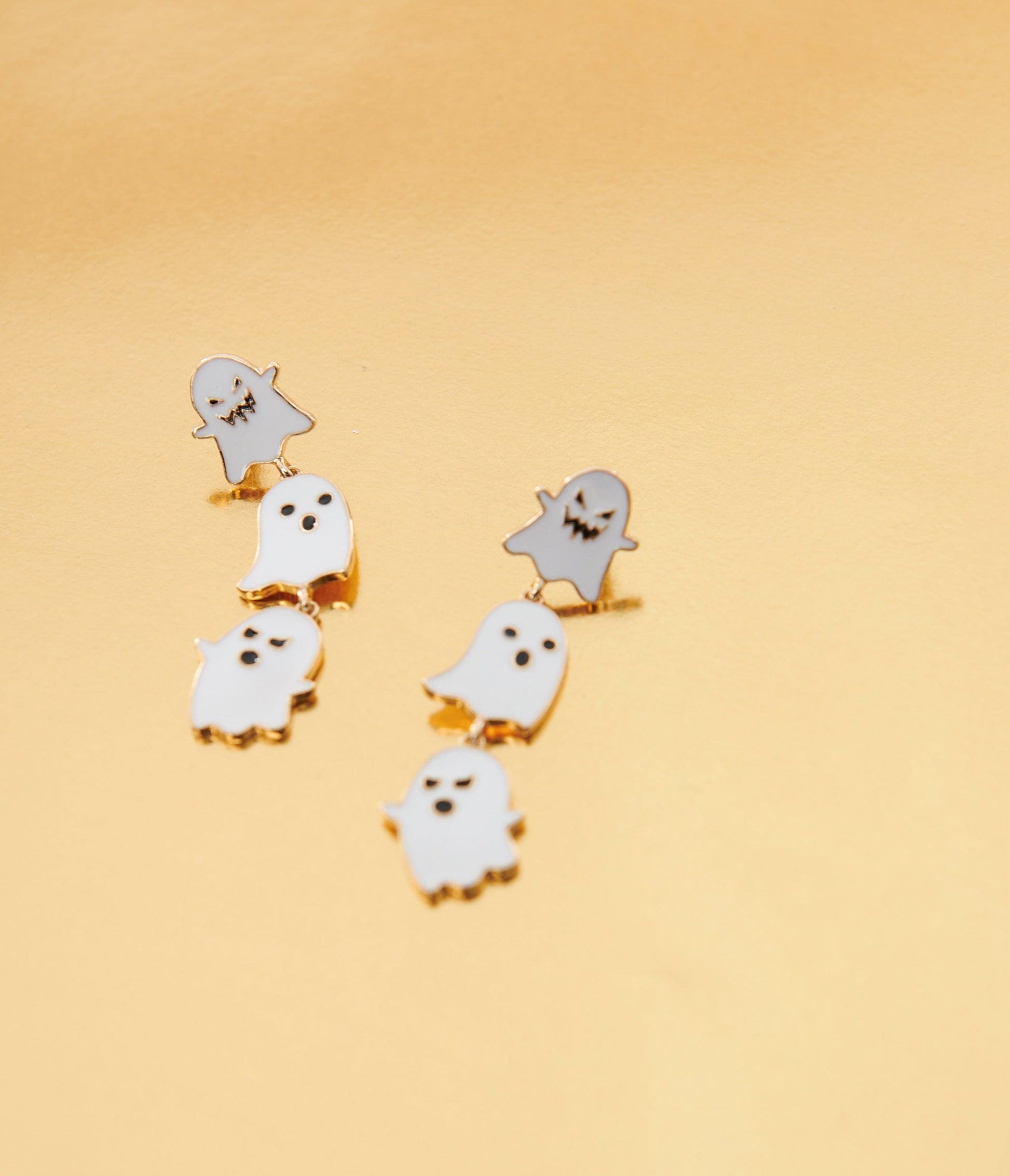 White Ghost Trio Drop Earrings