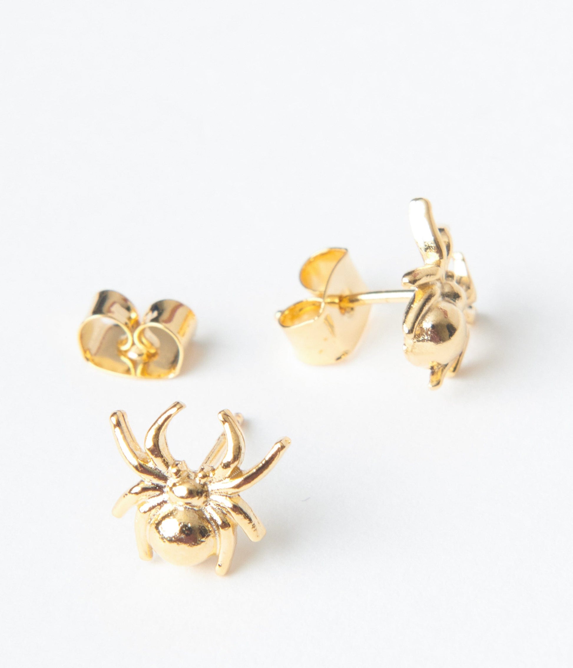 Mini Gold Spider Stud Earrings