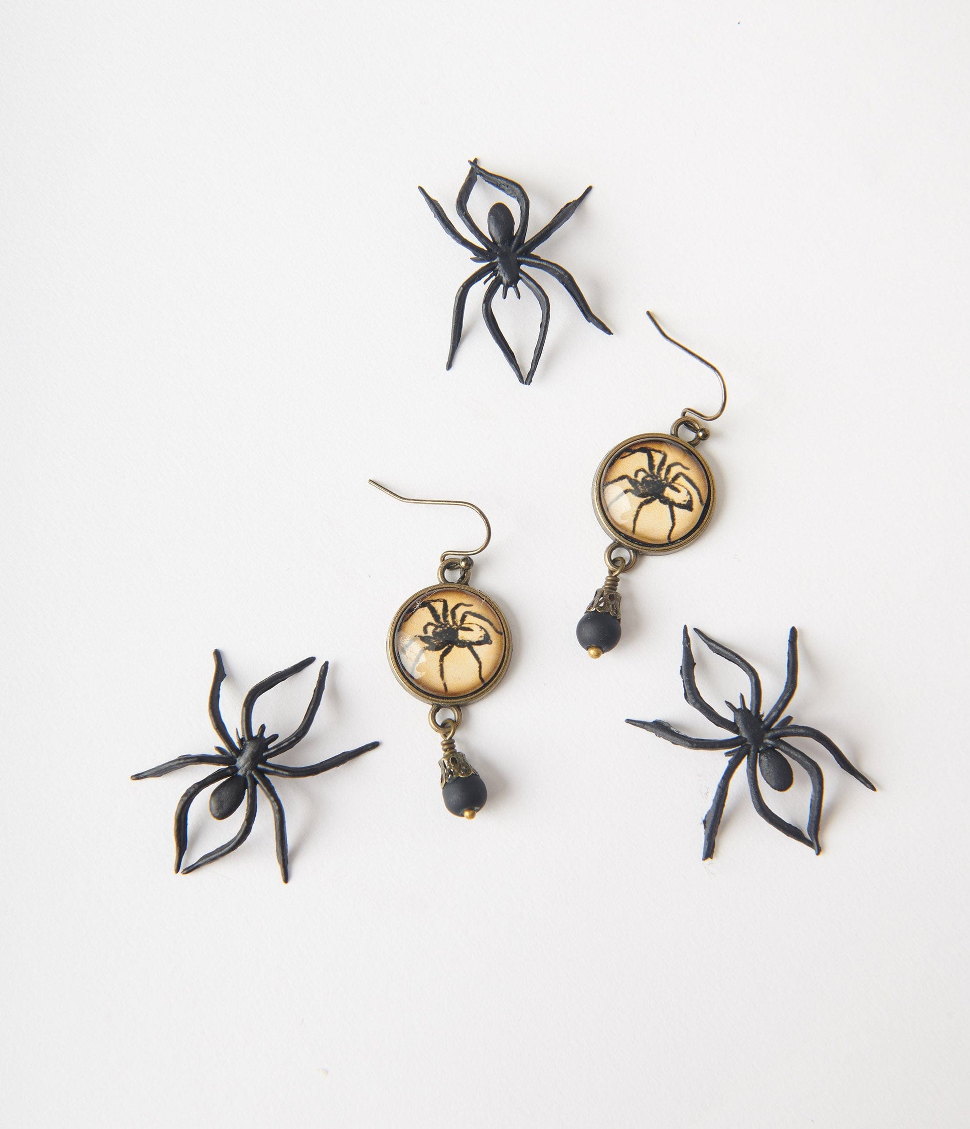 Round Spider Drop Earrings