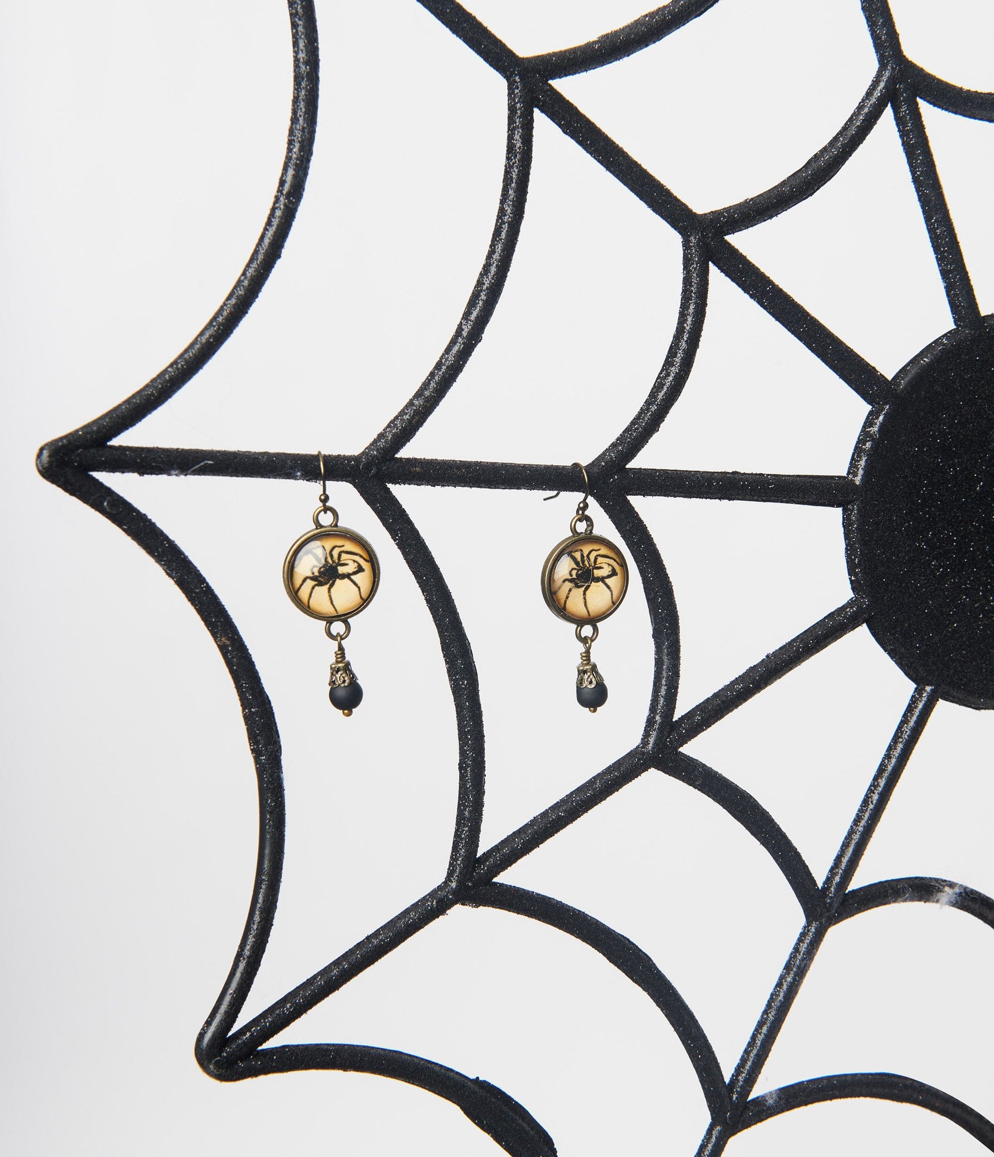Round Spider Drop Earrings