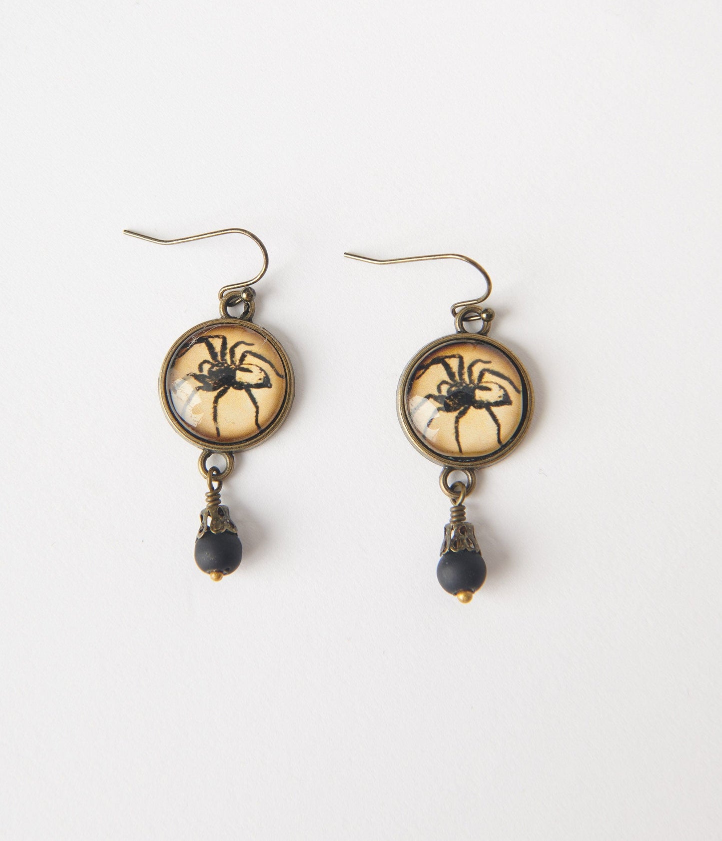 Round Spider Drop Earrings