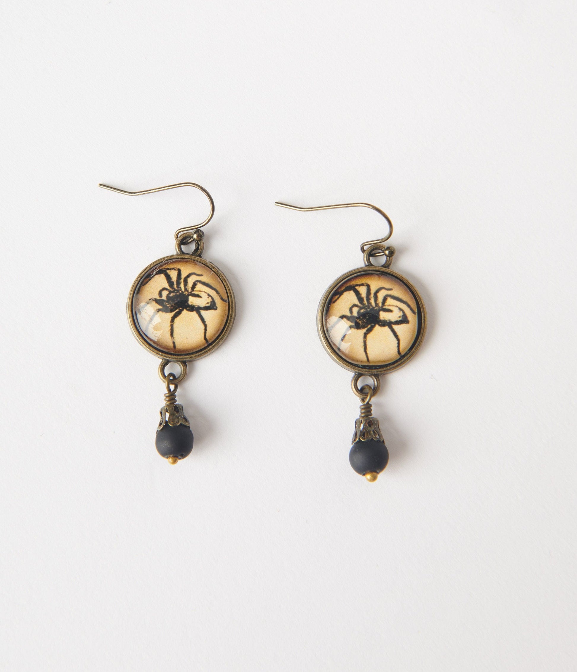 Round Spider Drop Earrings