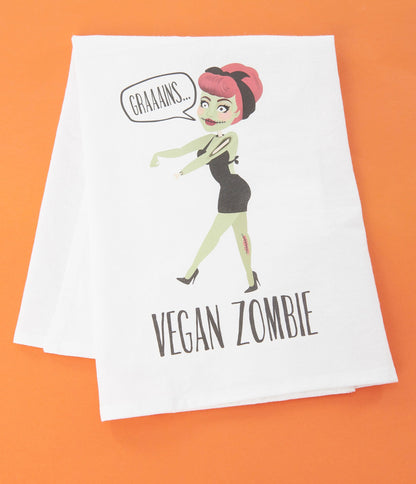 Vegan Zombie Kitchen Towel | Halloween Home Decor