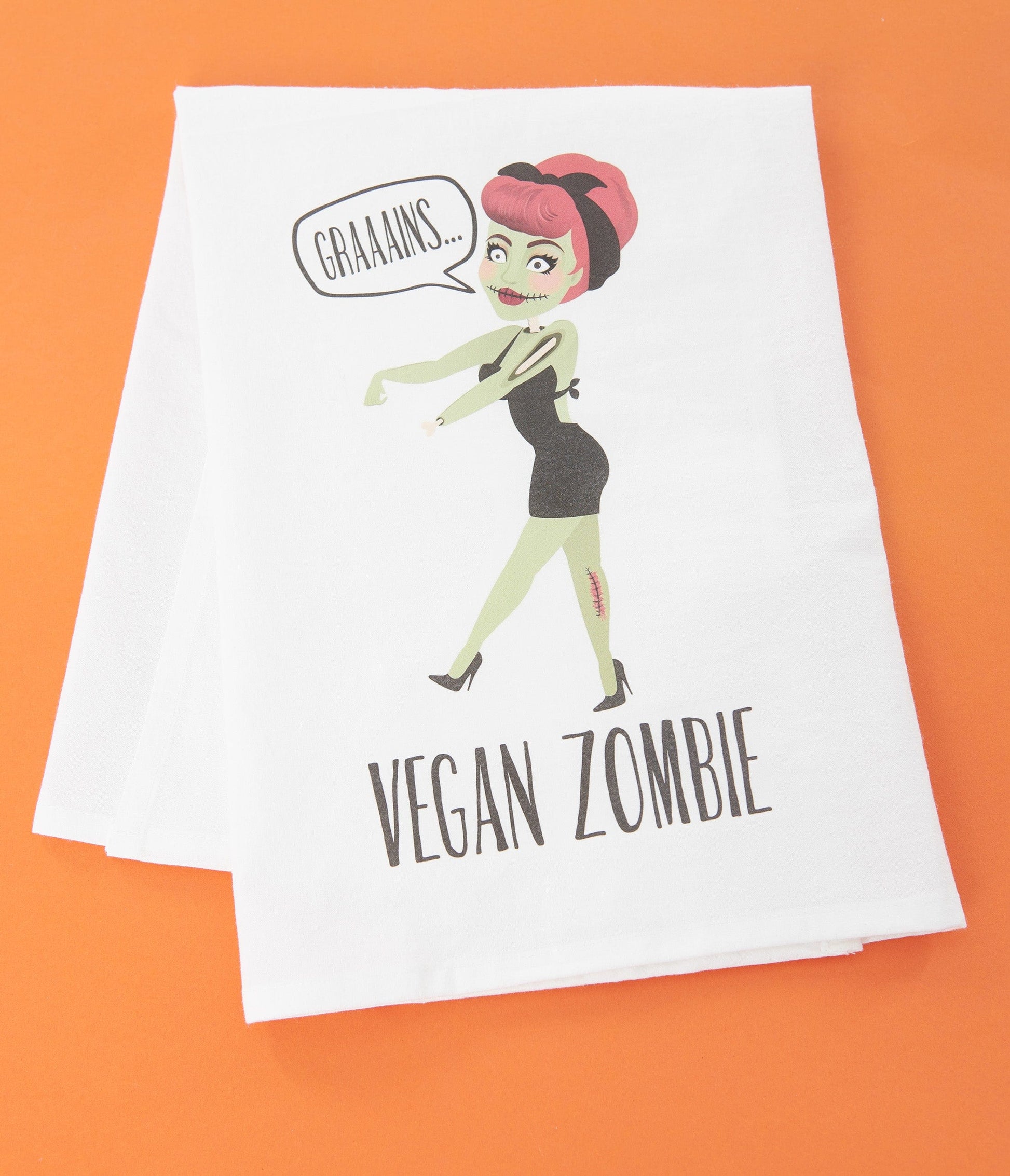 Vegan Zombie Kitchen Towel | Halloween Home Decor