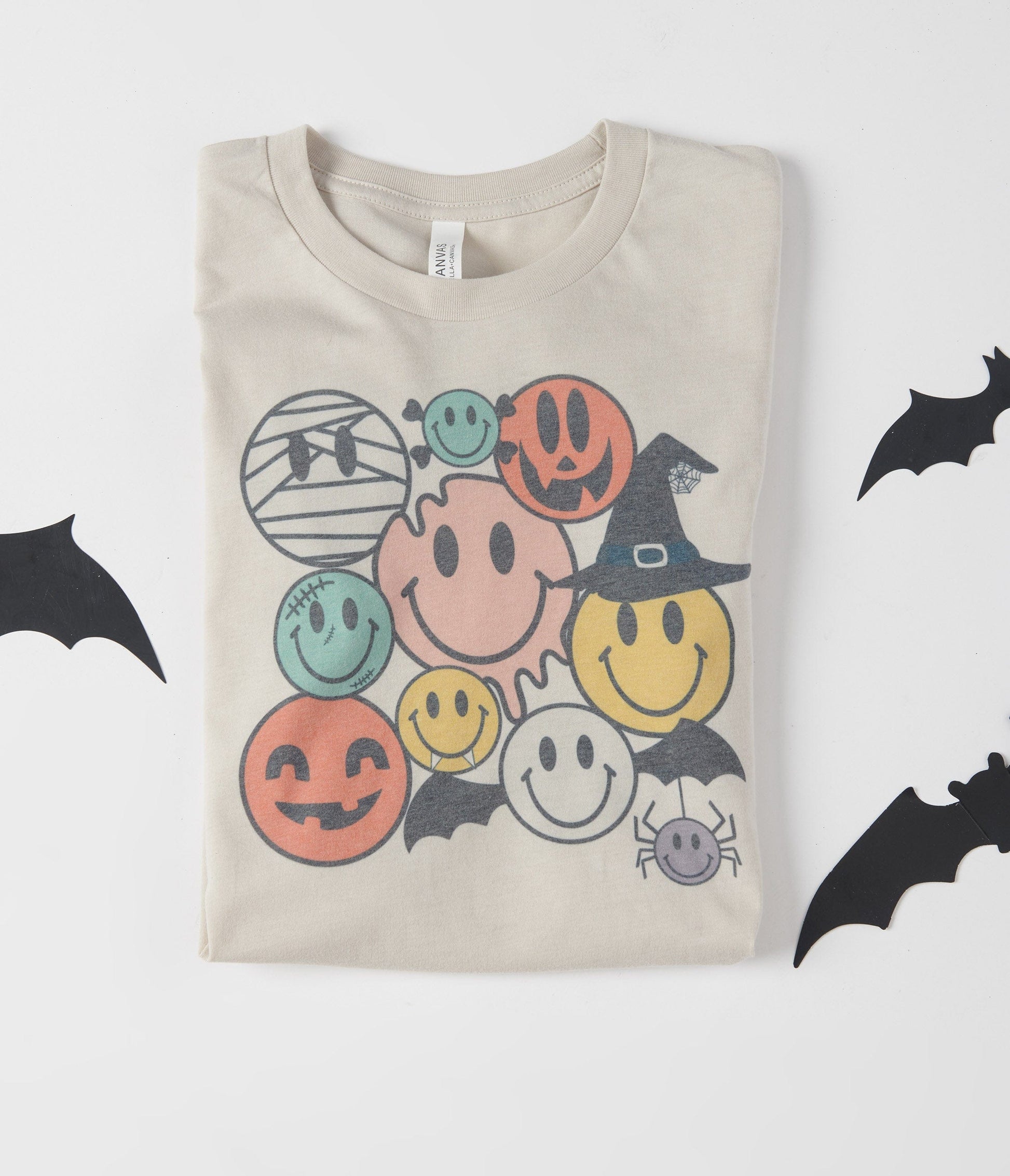 Grey Halloween Smiley Unisex Graphic Tee