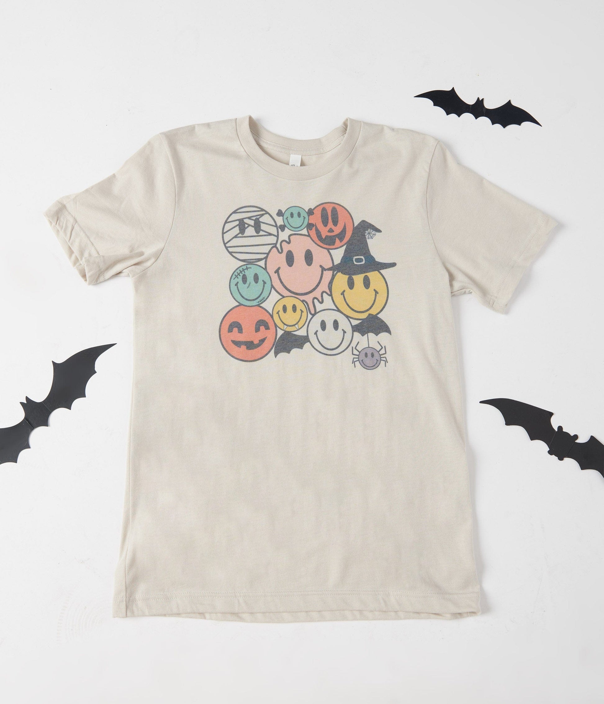 Grey Halloween Smiley Unisex Graphic Tee