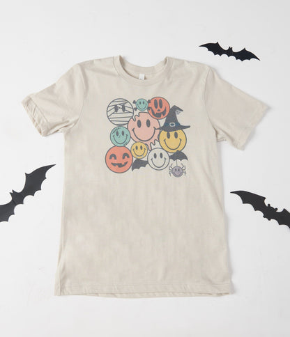 Grey Halloween Smiley Unisex Graphic Tee