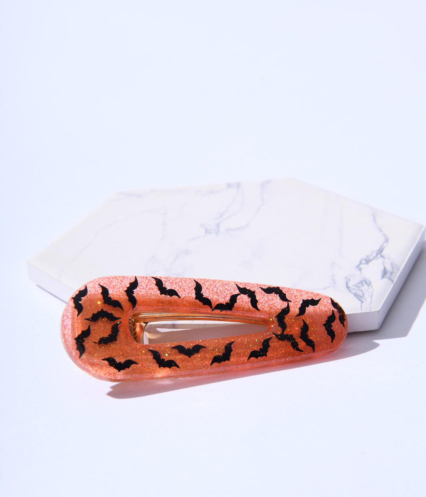 Glow in the Dark Orange Bat Hair Barrette