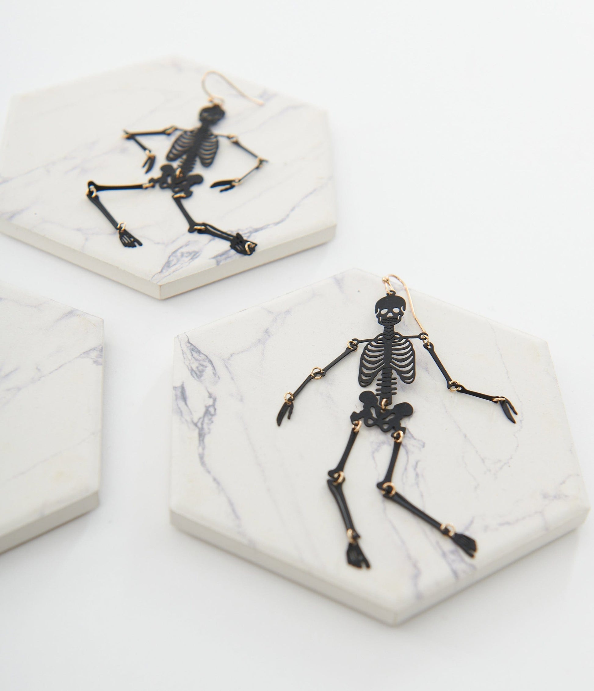 Black Dancing Skeleton Earrings