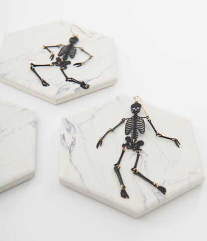Black Dancing Skeleton Earrings